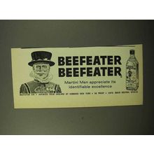 1964 Beefeater Gin Ad - Martini Men Appreciate
