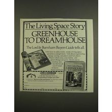 1985 Lord & Burnham Greenhouses Ad - The living space story