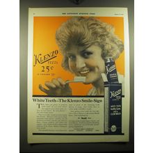 1921 Klenzo Dental Crme Ad - White teeth - The Klenzo Smile-Sign