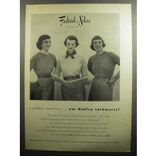1951 Frederick & Nelson Hadley Cashmere Sweaters Ad - A college tradition
