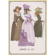 Spatrokoko 1780 Tudor Medieval Ladies Fashion Costume German Germany Postcard
