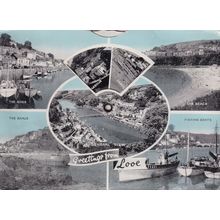 Greetings From Looe Cornwall Mechanical Clock Old Postcard