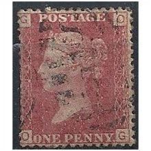1858 SG43 1d Red Plate 203 Good+ Used Check Letters "OG".