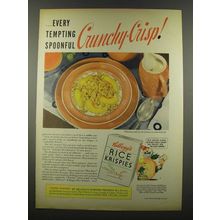 1939 Kellogg's Rice Krispies Cereal Ad - Crunchy-Crisp