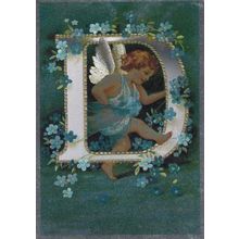 Name Begin With The Letter D Cupid Angel Metallic Love Stunning Glitter Postcard