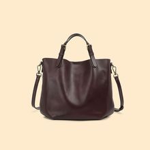 Genuine Leather Women Top Handle Shoulder Purses and Handbags Brown