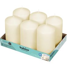 BOLSIUS 6 Ivory Pillar Candles Bulk - 3X6 Inches Candle Set - 70+ Hours Clean Bu