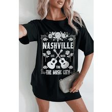 Black Rose Guitar Nashville Music City Graphic Tunic T Shirt