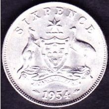 1954 Australia 1 Sixpence coin