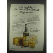 1985 Glenlivet Scotch Ad - Just a Word About the Price Preposterous