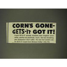 1956 Gets-it Liquid Corn Remover Ad - Corn's gone - gets-it got it