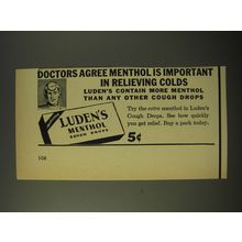 1950 Luden's Menthol Cough Drops Advertisement - Doctors agree