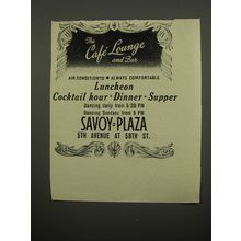 1951 Savoy Plaza Hotel Ad - The Caf Lounge and Bar