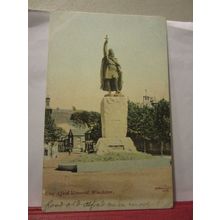 KING ALFRED'S STATUE, WINCHESTER, HAMPSHIRE used antique postcard 1903 pm =