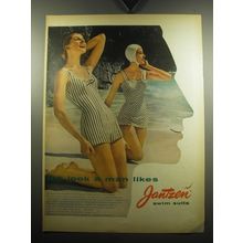 1957 Jantzen Sun Fun and Gay Holiday Swimsuits Ad - The look a man likes