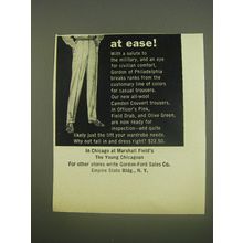 1956 Gordon of Philadelphia Camden Couvert Trousers Ad - At ease!