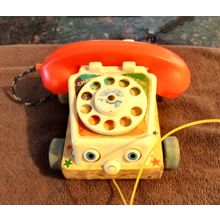Old Vintage Fisher Price Chatty Telephone # 747 6 1/2" Long Working 1961