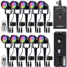 SUNVIE RGBW Low Voltage Landscape Lighting Kit with Transformer and Timer 12W 12