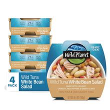 Wild Planet Ready-To-Eat Wild Tuna White Bean Salad with Organic Chickpeas, Carr