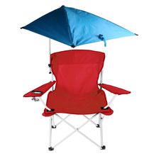 Foldable Beach Chair with Detachable Umbrella Armrest Adjustable Canopy Stool...