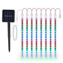 Solar Powered Meteor Shower String Lights 9.84FT Falling Raindrop Tube Lamp W...