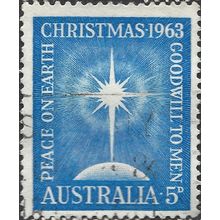 AUSTRALIA, CHRISTMAS, Peace on Earth, Goodwill, blue 1963, 5d, #5