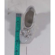 white with flowers and gold tirm GLASS CERAMIC PORCELAIN MINIATURE SHOES VINTAGE