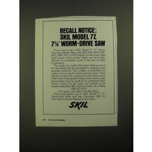 1987 Skil Model 77 Worm-drive saw Ad - Recall Notice