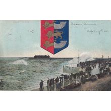 Hastings Shield Heraldry Storm At Sea in 1906 Antique Postcard
