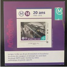 France 2018 Collector RATP Métro Paris 20 ans ligne M 14 1998 - 2018 MNH**