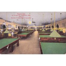 Regent Hall Winnipeg Manitoba Canada Billiard Pool Tables Old Postcard
