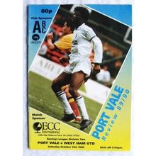 1989 programme Port Vale v. West Ham