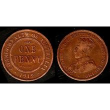 Australia One Penny 1919 Used. Coin 1d Geo V