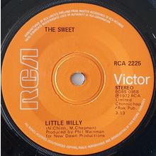 The Sweet - Little Willy 7", Single, Sol Very Good (VG)