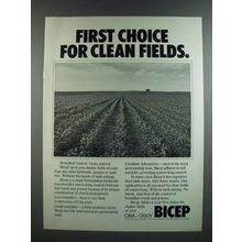 1986 Ciba-Geigy Bicep Ad - First Choice for Clean Fields