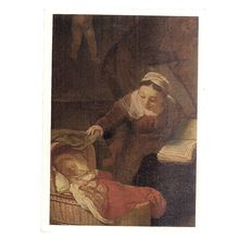 HOLY FAMILY by REMBRANDT unused vintage postcard /