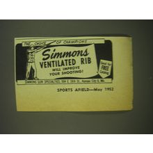 1952 Simmons Ventilated Rib Ad - The choice of champions