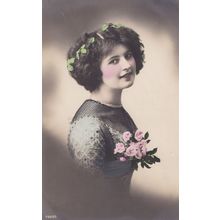 Edwardian Girl in Punk Rock Mesh Top Old Fashion Postcard
