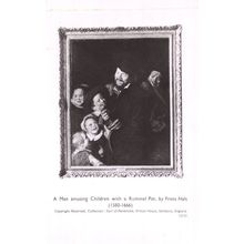 Frans Hals A Man Amusing Children With A Rummel Pot Painting Postcard