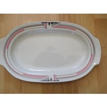 J L Menau - Serving Platter - Pink Grey Art Deco - Length approx 32cm
