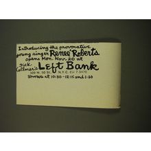 1961 Left Bank Club Ad - Introducing the provocative young singer Renee Roberts