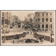 Main Street, showing Town Gardens, Port Elizabeth, 1930 - Hallis RP Postcard