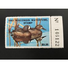ICOLLECTZONE US 1983 Wisconsin WI6 Plate # Single Duck Stamp VF NH