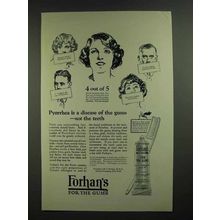 1925 Forhan's Toothpaste Ad - Pyorrhea Disease of Gums