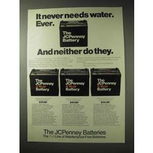 1978 JC Penny Battery Ad - It Never Needs Water Ever