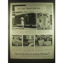 1939 Modess Sanitary Products Ad - My fair friend told me