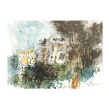 Town Hall Penang Malaysia Stunning Sketch Painting Postcard