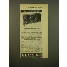 1961 Lloyds Furniture Advertisement - Mule Chest Ten Drawer Chest