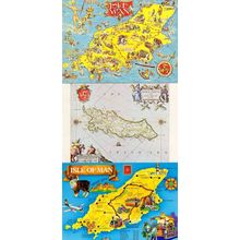 Isle Of Man Railway Tram Mona Insvla 3x Map Postcard s