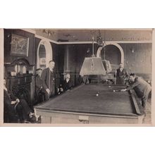 Elderly OAP Pipe Smoking Posh Men Playing Billiards Old RPC Postcard